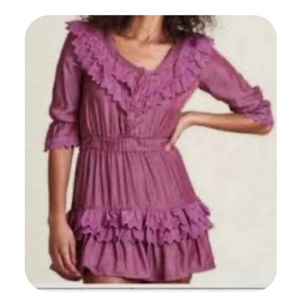 Tuckerknuck The Shirt Rochelle Behrens Purple Ruffle Dress Sz Small Cottage - Picture 1 of 10
